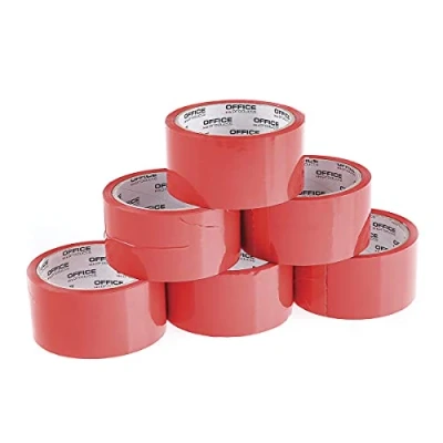 Image of OFFICER Products 15025031 04 Packaging Tape Colour: Red / 6 Rolls/Width 48 mm x Length 46 m/Coloured PP Packing with Acrylic Adhesive/Packaging Tape/Packaging