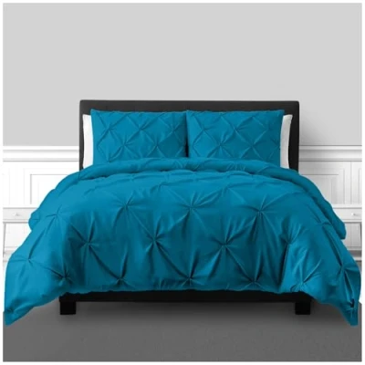 Image of GC GAVENO CAVAILIA Pintuck Duvet Cover Single With Pillow Case, Breathable &amp; Soft Polycotton Pleated Bedding, Pinch Pleat Comforter Bed Cover, Deep Teal