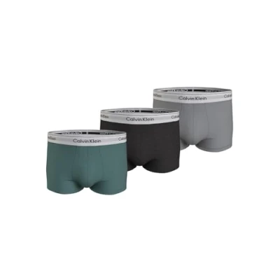 Image of Calvin Klein Men Boxer Short Trunks Stretch Cotton Pack of 3, Multicolor (Sagebush Green Black Griffin), S