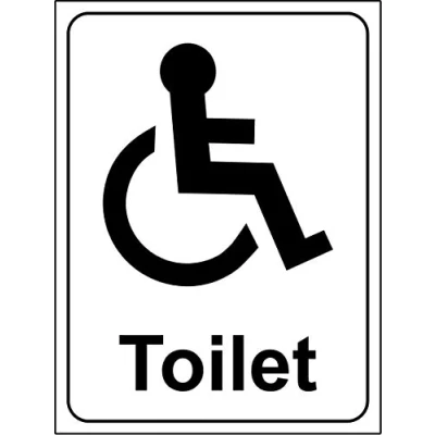 Image of Disabled toilet bathroom safety sign Self adhesive sticker 200mm x 150mm