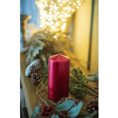Image of Marco Paul 2 Pack Red Pillar Candle Pair Small and Large Long Burn Time Candles Burning Lantern Light Lasting Festive Décor Wedding Party Christmas
