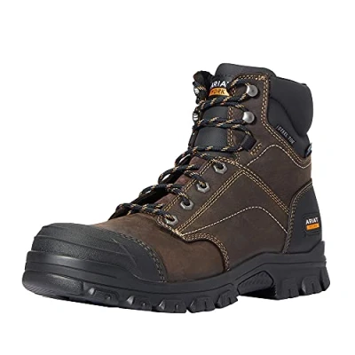 Image of Ariat Treadfast 6&quot; Men&#039;s Lace Up Waterproof Leather Steel Toe Work Boot (Dark Brown, UK 7)