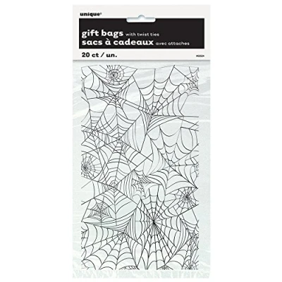 Image of Unique Party 62524 Cellophane Spider Web Halloween Bags, Pack of 20