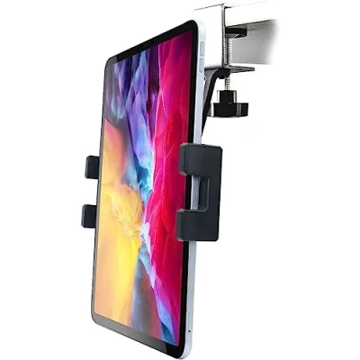 Image of Kitchen Tablet Holder, woleyi Easy Install Under Cabinet Mount, CupBoard Stand Clamp for iPad Pro 12.9, 10.5, 9.7 Air Mini, iPhone, Galaxy Tabs, Switch, More 4 13&quot; Tablets and Phones
