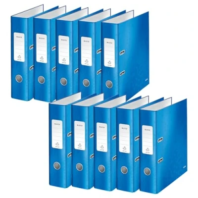 Image of Leitz Lever Arch File, Metallic blue, A4, 80 mm spine width, WOW Range, 10050036, Design may vary