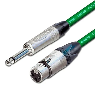 Image of Van Damme Female XLR to Mono Jack lead. Mic DJ Mixer. Neutrik NP2X (5m, Green)