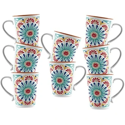 Image of Auntie Morags Purely Home Rio Medallion Melamine/Plastic Outdoor/Camping/BBQ Mugs (Rio Medallion, 8)