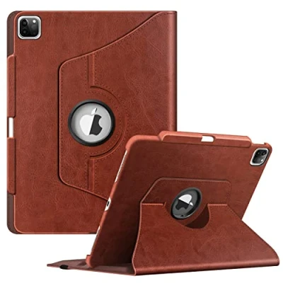 Image of FINTIE Rotating Case Compatible with iPad Pro 12.9 inch (2022/2021/2020/2018, 6th/5th/4th/3rd Generation) 360 Degree Swiveling Protective Cover w/Pencil Holder, Auto Sleep/Wake, Brown