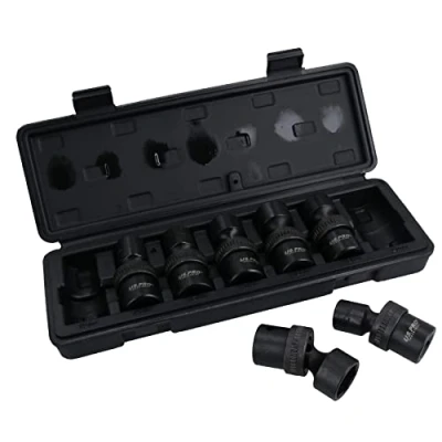 Image of 1/2in Drive Swivel Wobble Metric Shallow Impact Sockets 13 21mm 7pc 6 Sided