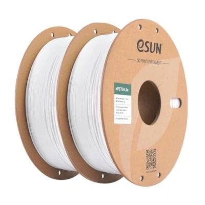 Image of eSUN PETG Filament 1.75mm, High Toughness, 1KG (2.2 LBS) per Spool, 2 Reels Printing Materials for 3D Printers,White+White
