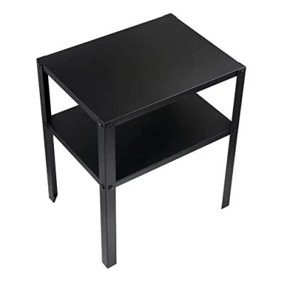 Image of Bedside IKEA Cabinet KNARREVIK Black Metal Storage Decorative Coffee Table With Shelf