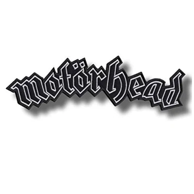 Image of Motorhead 1 Patch Embroidered Iron on Applique, White/Black, Adult