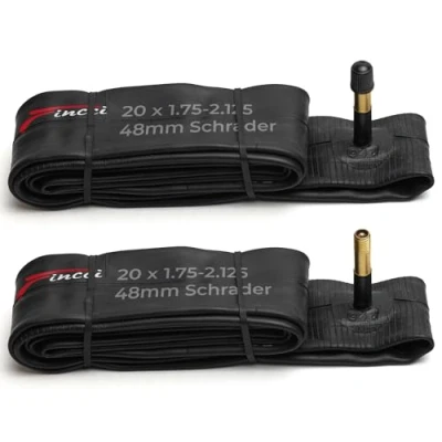 Image of Fincci Pair 20 x 1.75 1.95 2.0 2.1 2.125 Inch 48mm Schrader Valve Inner Tubes for BMX Mountain MTB Kids Childs Bicycle Bike (Pack of 2)