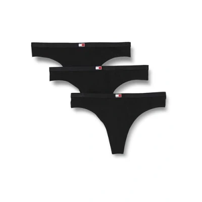Image of Tommy Jeans Women&#039;s 3P Classic Thong (Ext Sizes) UW0UW05013, Black/Black/Black, XXL