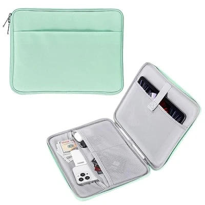 Image of MoKo 9 11 inch Tablet Sleeve, Protective Carrying Bag with Two Compartments Fits New iPad Air/Pro 2024, Air 5/4th 10.9, 9/8/7th 10.2, 10th Tab S8/S9 11, Mint Green