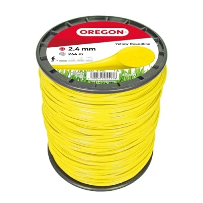Image of Oregon Yellow Round Strimmer Line Wire for Grass Trimmers and Brushcutters, Professional Grade Nylon, Fits Most Strimmers, 2.4 mm x 264 m (69 365 Y)