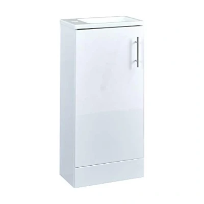 Image of Milano Lurus 400mm Floorstanding Bathroom Cloakroom Vanity Unit Slimline Basin White
