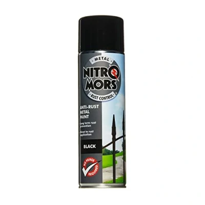 Image of Nitromors Anti Rust Smooth Finish Metal Spray Paint, No Primer Required, Black, 500 ml