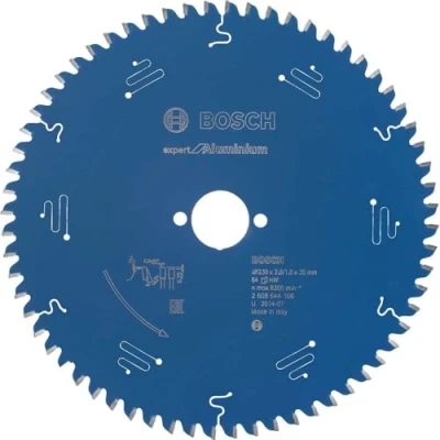 Image of Bosch 2608644106 64T &quot;Expert&quot; Circular Saw Blade for Aluminium, Blue, 230 x 30 2.8 mm