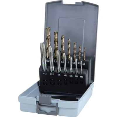 Image of Ruko HSSE Co 5 Machine Tap Set in Plastic Case, Bright Finish, 14 Pieces, R245051RO