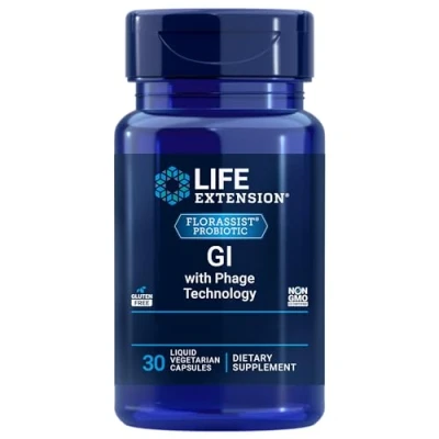 Image of Life Extension, Florassist GI with Phage Technology, Bacterial Cultures, 30 Liquid Capsules, Gluten Free, Vegetarian, SOYA Non GMO