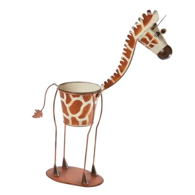 Image of Coopers of Stortford Giraffe Ornament Garden Animal Planter Tall Round Plant Pot Statue Decor
