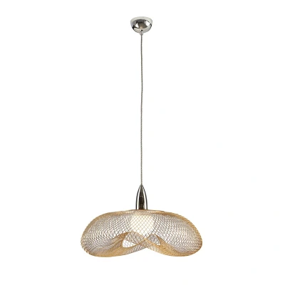 Image of Forma Wire Frame Pendant Ceiling Light Chrome, Shiny Gold, E27