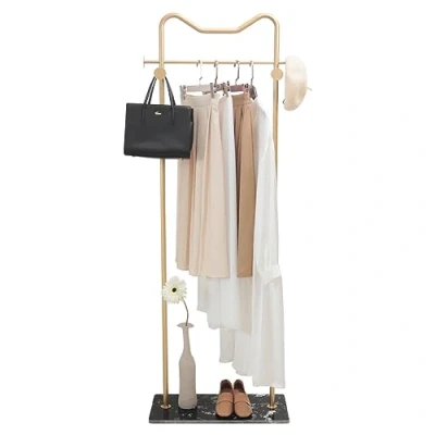 Image of Cre Cra Marble Clothes Rack, Metal Coat Rail, Corner Multifunctional Freestanding Small Jacket Stand
