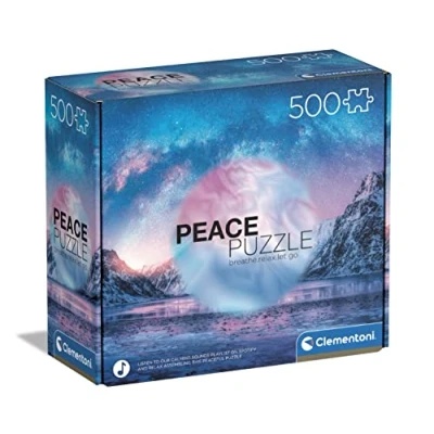 Image of Clementoni 35116 Peace Puzzle Light Blue Jigsaw 500 Pieces, Made In Italy, For Adults