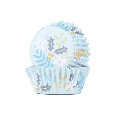 Image of PME Christmas Foil Lined Cupcake Cases Floral Festives (Pack of 30)
