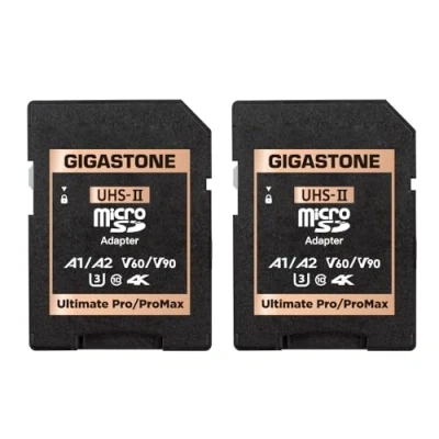 Image of Gigastone UHS II MicroSD to SD Memory Card Adapter, Camera Ultimate Adapter 2 Pack