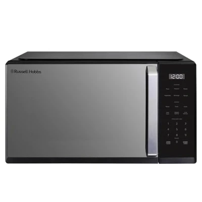 Image of Russell Hobbs RHMT2512B 25L Digital Microwave in Black, 900W Power, 10 Power Levels, 6 Auto Cook Menus, Defrost and Reheat Settings, 99 Minute Timer, Pull Handle, Touch Control Panel, Family Size