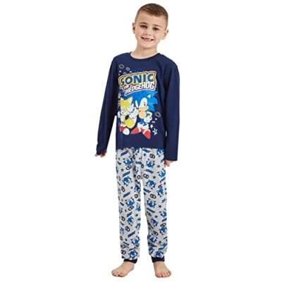 Image of Boys Sonic the Hedgehog Pyjamas Gamer Gaming Nightwear (Sonic Blue, 6 7 Years)