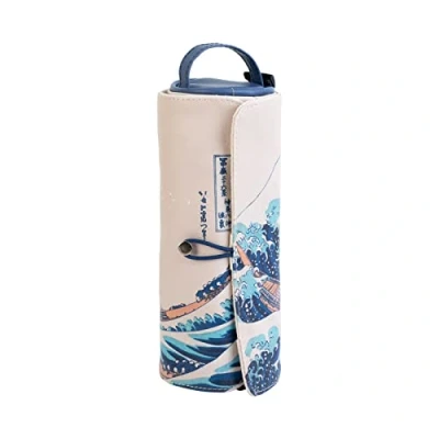 Image of Grupo Erik Hokusai Roll Up Pencil Case 8 x 3 inches / 21 7.5 cm Cosmetic Large Cute Stationery The Great Wave Off Kanagawa
