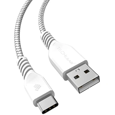 Image of TECHGEAR STRONG High Durability Braided USB C Charging Data Cable (1m/3.3ft) for Type Compatible with iPad Pro 11&quot; 12.9&quot; 2024 2022 2021, Mini 6, Air 4 / 5th 6th, 10th White