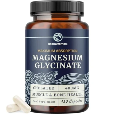 Image of Magnesium Glycinate 400mg Chelated Bisglycinate for Muscle Relaxation, Bones, Heart, Nerve, Sleep &amp; Calm Support Women Men High Absorption Chelate Supplement 120 Capsules