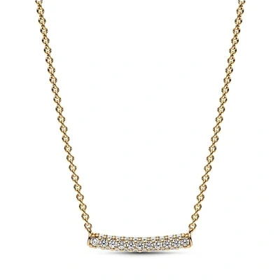 Image of Pandora Timeless Pavé Single row 14k Gold plated necklace with clear cubic zirconia
