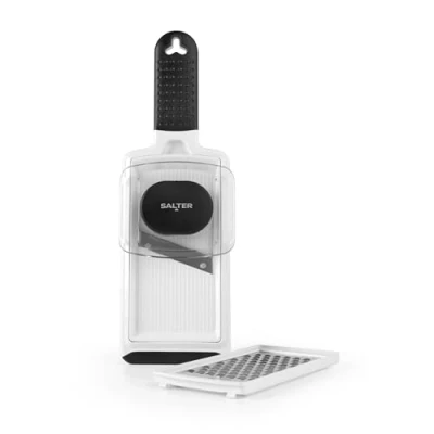 Image of Salter BW12925EU7 2 in 1 Mandoline Slicer Multifunctional Vegetable Chopper, Interchangeable Stainless Steel Blades, Food with Finger Guard, Grating and Slicing Functions, Easy to Clean