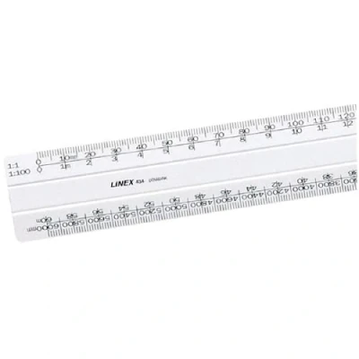 Image of Linex Flat Scale Ruler 1:1 1:20 500 30cm White LXH 434+ FREE FINCHLEY REFILL PEN
