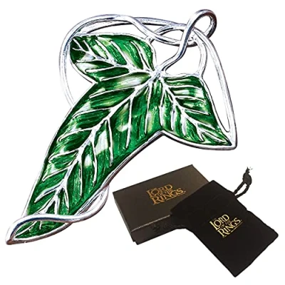 Image of the Noble Collection Lord of Rings Elven Leaf Brooch 2.8in (7cm) Costume Jewellery Enamelled Officially Licensed Film Set Movie Props Gifts