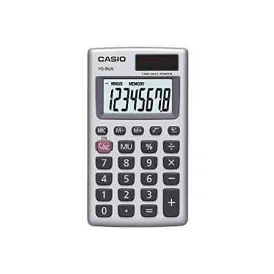 Image of Casio HS 8VA WK UP 8 Digit Pocket Calculator, Silver