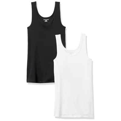 Image of Amazon Essentials Women&#039;s Slim fit Tank, Pack of 2, Black/White, M