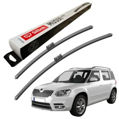Image of Silbak Windscreen Wipers, fits for SKODA YETI (05/2009 12/2017) Front Wiper Blades, 600mm/480mm