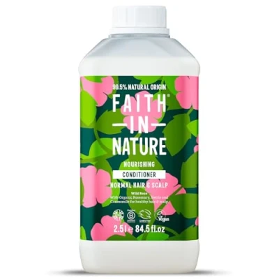 Image of Faith In Nature Natural Wild Rose Conditioner, Nourishing for Normal Hair &amp; Scalp, Vegan Cruelty Free, No SLS, Silicones or Parabens, 2.5L Refill