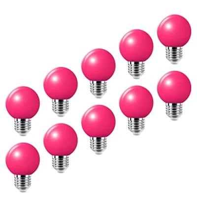Image of Colored Bulbs LED 2W E27 G45 Lighting Bulb for Party Lighting,Outdoor Patio Christmas,LED Coloured GolfBall Pink