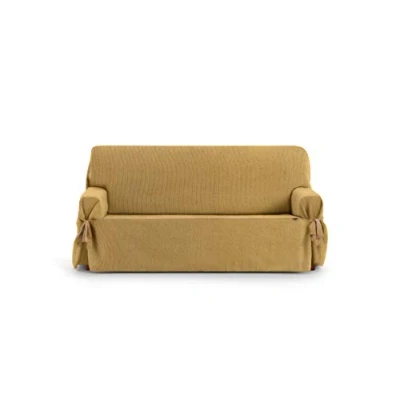 Image of Eysa Rabat adjustable universal sofa cover with ties 3 seaters color 05/mustard