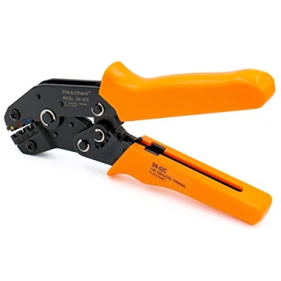 Image of Heschen Mini Ratchet Crimper Plier, SN 02C, Ring &amp; Insulated Terminals Crimping Tools, Use for 0.25 2.5mm² (20 13 AWG), Orange