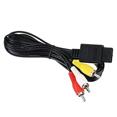 Image of Gamer Gear N64 SNES GC compatible RCA AV Cable Composite TV Display Replacement Wire, Standard Cable, N64, and (1.8m / 6ft)