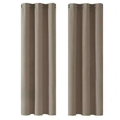Image of Deconovo Super Soft Window Treatments Thermal Insulated Blackout Curtains Eyelet for Nursery Taupe 42 x 72 Inch 2 Panels