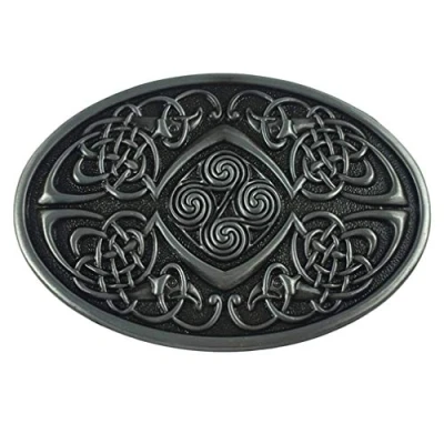 Image of LKMY Celtic Knot Oval Zinc Alloy Buckle, Grey, for Mens and Womens